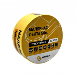 Маскирующая термостойкая лента 50мм x 50м 120 градусов (желтый)