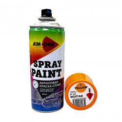 Краска-спрей желтая AIM-ONE 450 мл (аэрозоль). Spray paint yellow 450ML SP-Y25