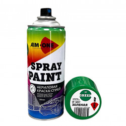 Краска-спрей зеленая AIM-ONE 450 мл (аэрозоль). Spray paint green 450ML SP-GR37