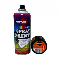 Акриловая Краска-спрей RAL-9005M, черный матовый, AIM-ONE 450 мл. Acryl Spray paint black matt