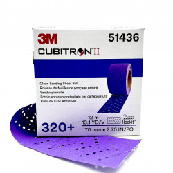 3М Cubitron  737U Полоса абразивная Purple+, P320 +,70 мм x 396мм (30 штук/рулон), 51436
