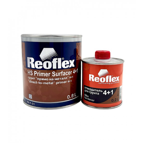 Грунт-наполнитель 2К Reoflex 4+1 Прямо-На-Металл (0,8л) серый КОМПЛЕКТ
