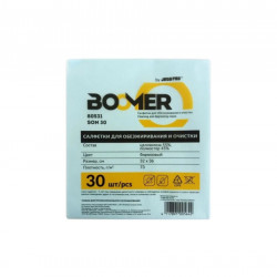 Салфетки нетканые для обезжиривания BOOMER W-SON 30, целлюлоза/полиэфир, 73 г/м2, 32х36 см, бирюзовый 80531