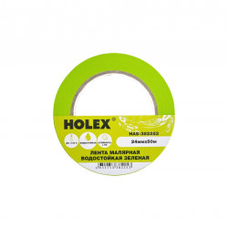 Малярная жаростойкая лента HOLEX до 100С, зеленая, водостойкая, 24 мм, 50 м HAS-382253
