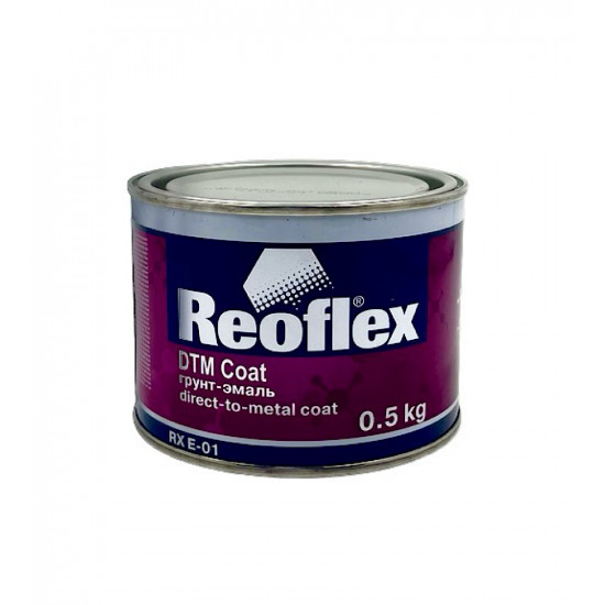 Грунт-эмаль акриловая Reoflex DTM Coat (0,5кг) черная матовая быстросохнущая 1К однокомпонентная
