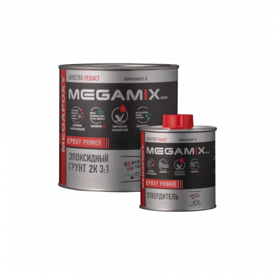 MegaMix 2К Эпоксидный грунт 3:1  б/ж 810г серый+отверд. 270г