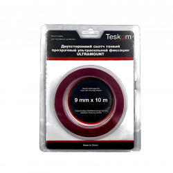 TESKOM Лента монтажная ULTRA (скотч двусторонний) 9ммх10м прозрачная